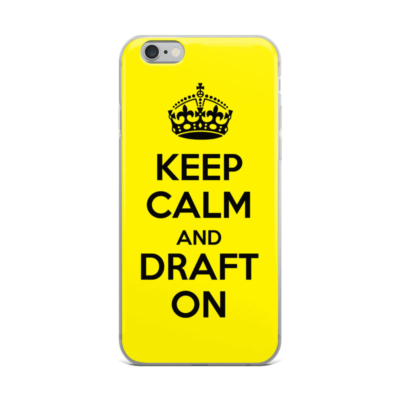Keep Calm & Draft On, Yellow, iPhone Case - iPhone 6 Plus/6s Plus, iPhone 6/6s, iPhone 7 Plus/8 Plus, iPhone 7/8, iPhone X/XS, iPhone XR, iPhone XS Max